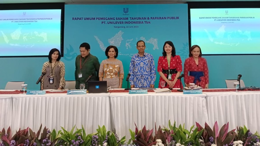 Rapat Umum Pemegang Saham Tahunan PT Unilever Indonesia. (Bloomberg Technoz/Yunia Rusmalia)