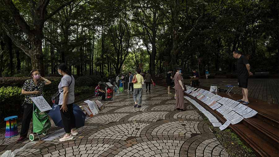 Mereka berkumpul untuk mengiklankan dan mencari pasangan hidup bagi anak-anak mereka yang belum menikah. (Qilai Shen/Bloomberg)