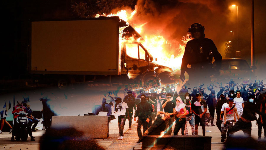 Ilustrasi kerusuhan di Prancis (Bloomberg Technoz)