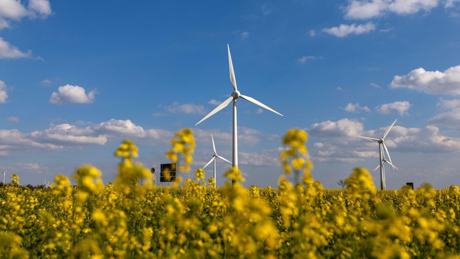 Kincir angin ilustrasi green energy