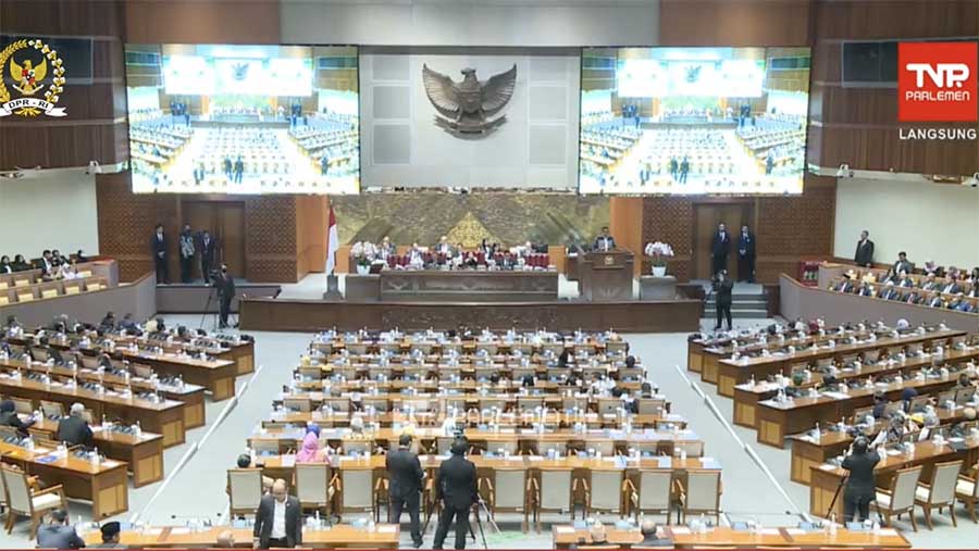 Rapat Paripurna DPR RI Ke-29 Masa Sidang V Tahun 2022-2023,. (Tangkapan Layar TV Parlemen via Youtube DPR)