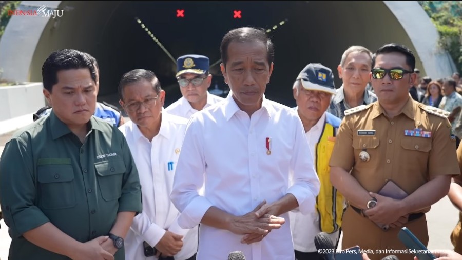 Presiden Jokowi saat meresmikan Jalan Tol Cisumdawu. (Tangkapan layar Sekretariat Presiden)