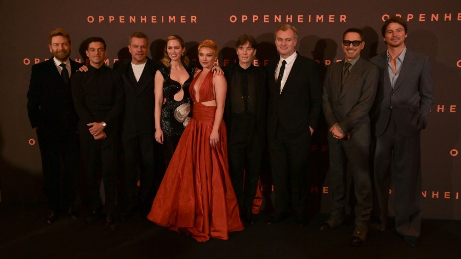 Aktor dan aktris film Oppenheimer menghadiri penayangan perdana di London pada 13 Juli. (Sumber: Bloomberg)
