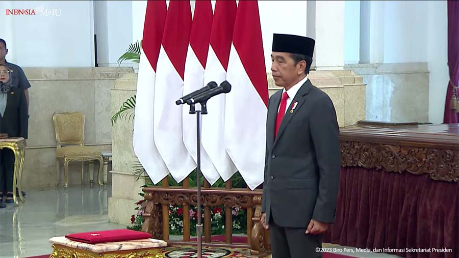 Presiden Jokowi Melantik Menteri, Wamen, dan Anggota Wantimpres Sisa Masa Jabatan 2019-2024, 17 Juli 2023. (Tangkapan Layar Youtube Sekretariat Presid