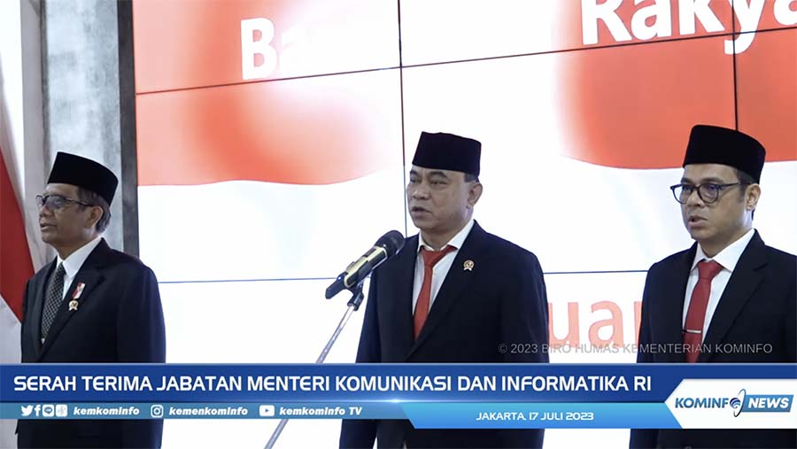 Serah Terima Jabatan Menteri Komunikasi dan Informatika (Menkominfo). (Tangkapan Layar via Youtube Kemkominfo TV)