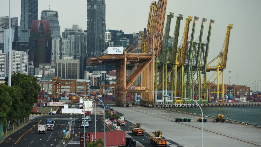 Terminal Pelabuhan Brani di Singapura./Bloomberg-Lionel Ng