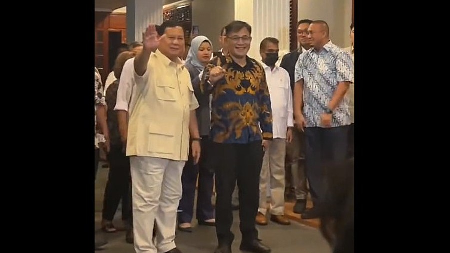 Pertemuan Prabowo Subianto dan Budiman Sudjatmiko di Jakarta (Twitter Andre Rosiade)