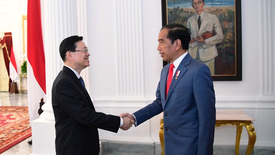 Presiden Jokowi menerima kunjungan kehormatan Chief Executive Hong Kong, John Lee (BPMI Setpres/Lukas)