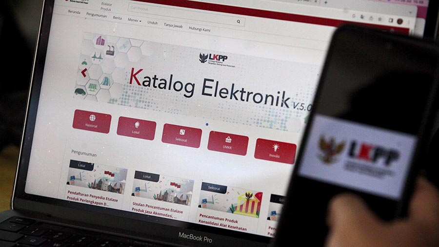 Ilustrasi Katalog Elektronik (E-Katalog) LKPP. (Bloomberg Technoz/ Andrean Kristianto)