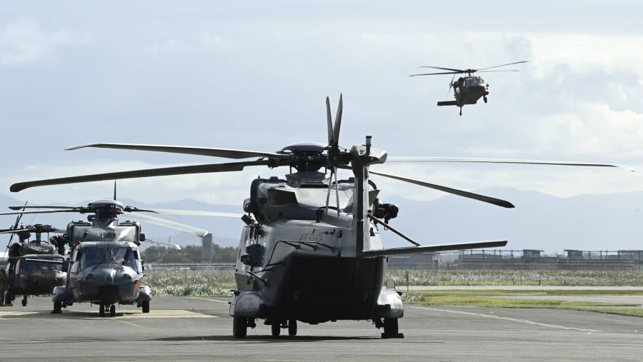 Flight operations from the 16th Combat Aviation Brigade (CAB) Blackhawk helicopters and MRH90 Helicopters from the Australian 5th Aviation Regiment as