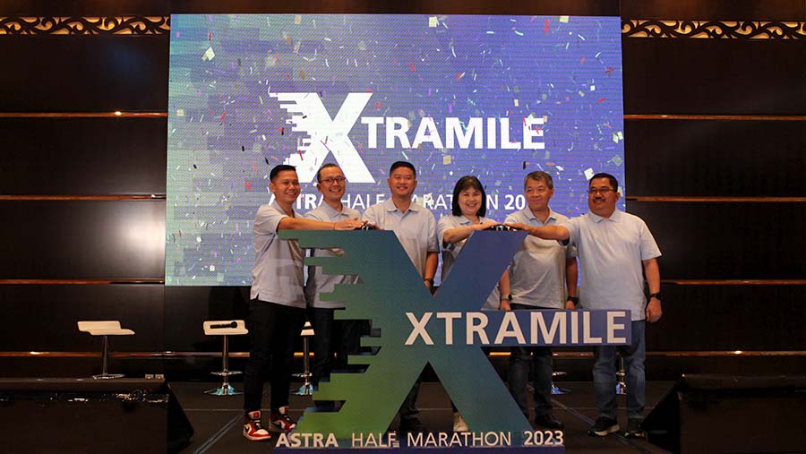 Konfrensi pers Xtramile Astra Half Marathon 2023 di Jakarta, Senin (31/7/2023). (Bloomberg Technoz/ Andrean Kristianto)
