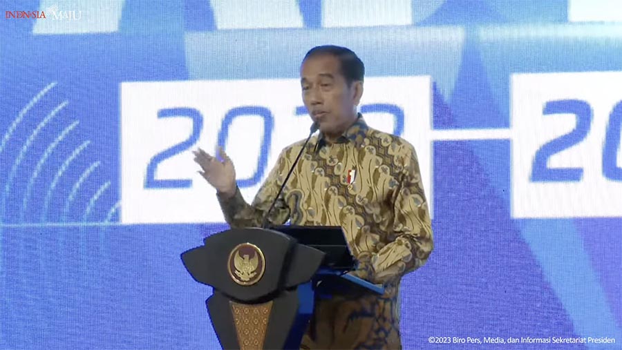Sambutan Presiden Jokowi Pada Pengukuhan DPN APINDO, Jakarta, 31 Juli 2023. (Tangkapan Layar Youtube Sekretariat Presiden)