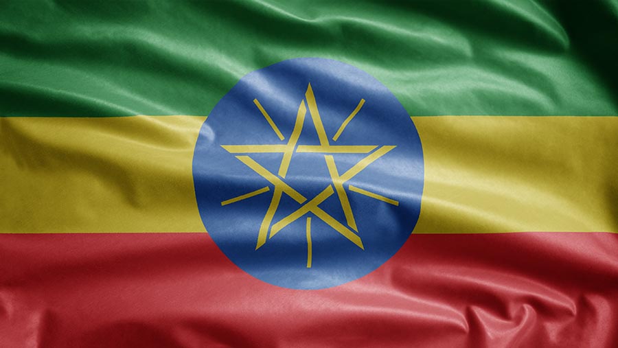 Bendera Ethiopia. (Photo By recstockfootage via Envato)