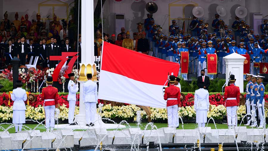 Upacara Peringatan HUT ke-77 Kemerdekaan RI di Istana Merdeka, Jakarta, Rabu (17/8/2022). (BPMI Setpres/Muchlis Jr)