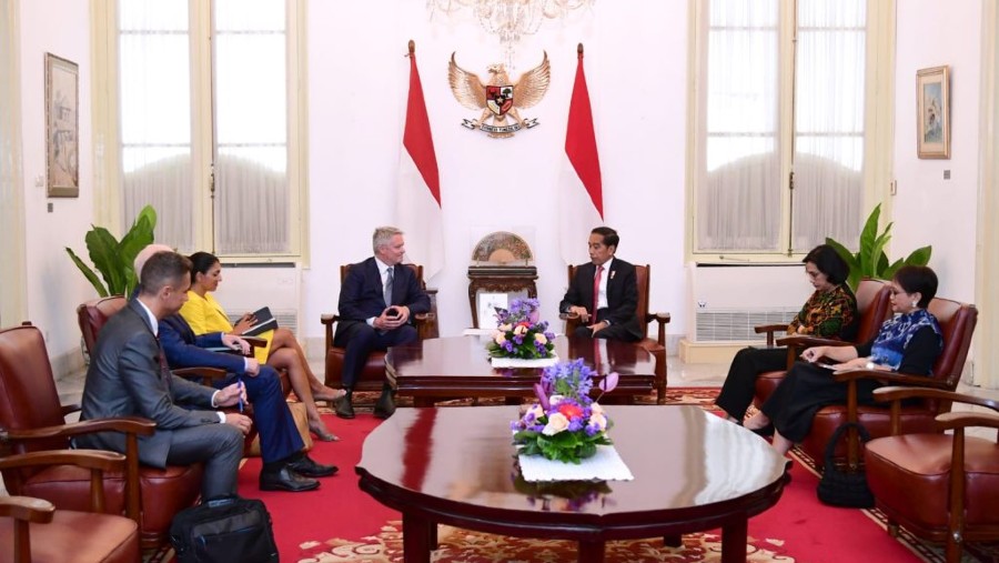 Presiden Jokowi saat menerima delegasi dari Organisasi Kerja Sama dan Pembangunan Ekonomi (OECD) di Istana Merdeka (Setpres)