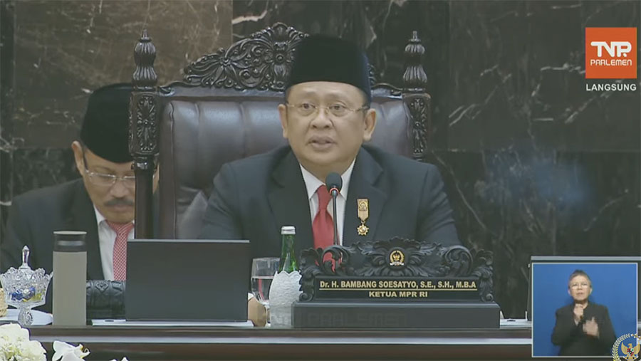 Ketua MPR Bambang Soesatyo Saat Sidang tahunan MPR, Rabu (16/8/2023). (Tangkapan Layar Youtube DPR)
