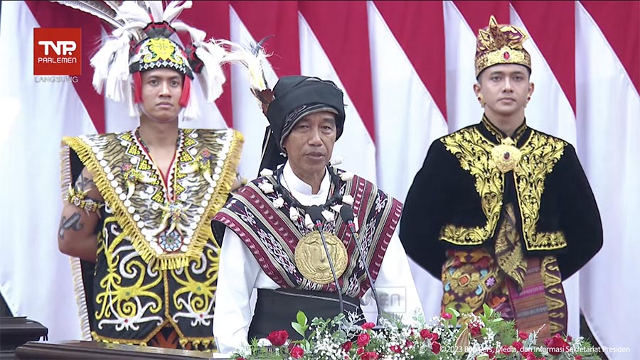 Presiden Jokowi Saat Pidato kenegaraan sidang tahunan MPR, Rabu (16/8/2023). (Tangkapan Layar Youtube Sekretariat Presiden)