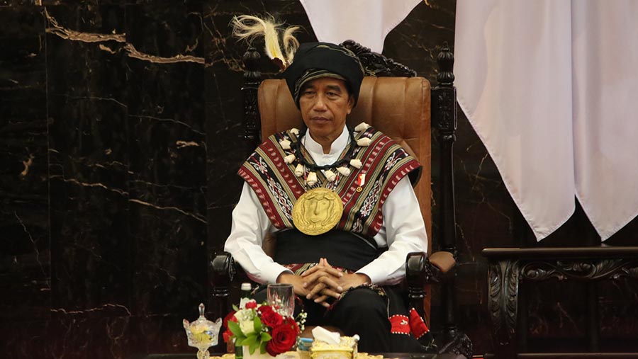 Presiden Joko Widodo (Jokowi) saat menyampaikan pidato kenegaraan pada Sidang Tahunan MPR, Rabu (16/8/2023). (Foto Parlemen/ Faisal)