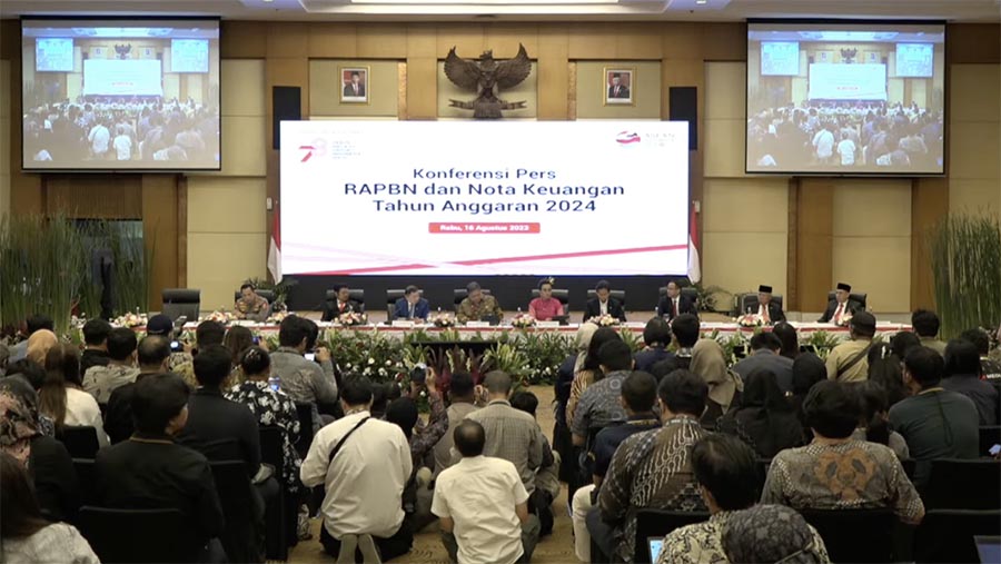 Konfrensi Pers RAPBN dan Nota Keuangan 2024. (Tangkapan Layar Youtube Kemenkeu)