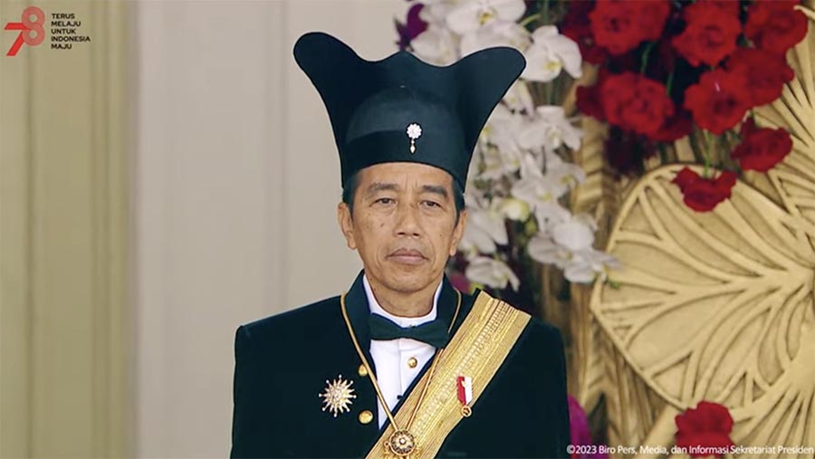 Presiden Jokowi Saat Upacara Peringatan Detik-Detik Proklamasi Kemerdekaan RI, 17 Agustus 2023. (Tangkapan Layar Youtube Setpres)