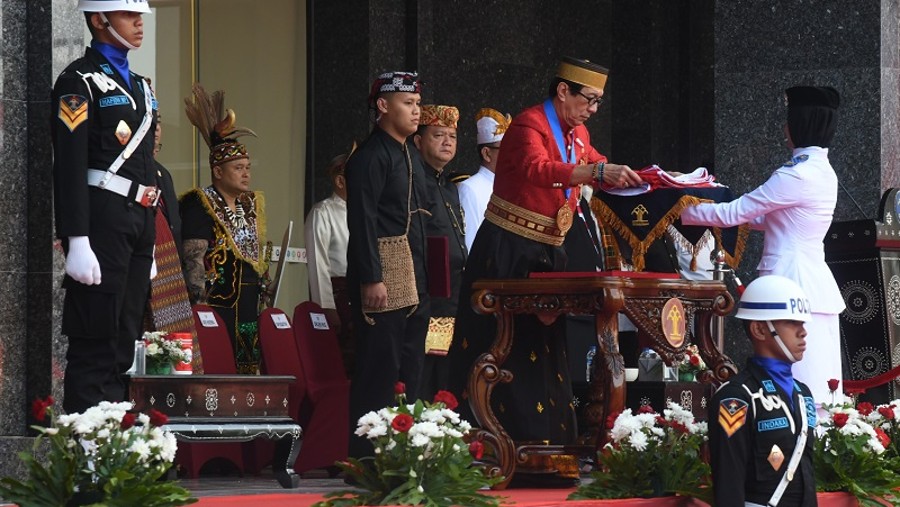 Menteri Hukum dan HAM Yasona Laoly memimpin upacara HUT Kemerdekaan RI ke-78. (Dok. Kemenkumham)