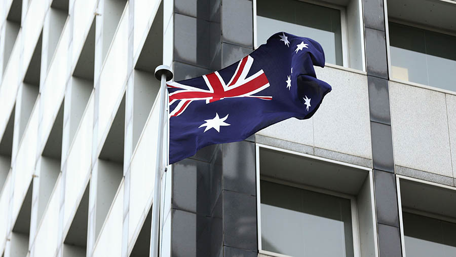 Ilustrasi bendera Australia. (Brendon Thorne/Bloomberg)