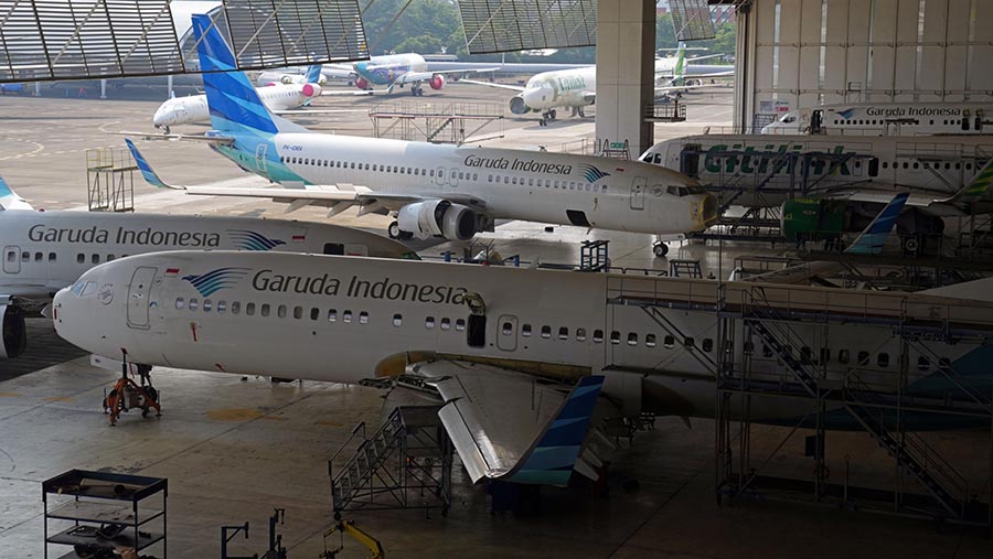 Ilustrasi Garuda Indonesia dan Citilink. (Dimas Ardian/Bloomberg)