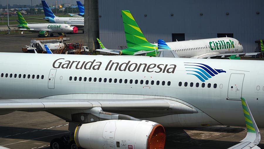 Ilustrasi Garuda Indonesia dan Citilink. (Dimas Ardian/Bloomberg)
