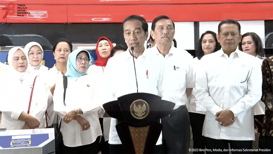 Presiden Jokowi Resmikan LRT Terintegrasi Jabodebek, 28 Agustus 2023. (Tangkapan Layar Youtube Sekretariat Presiden)