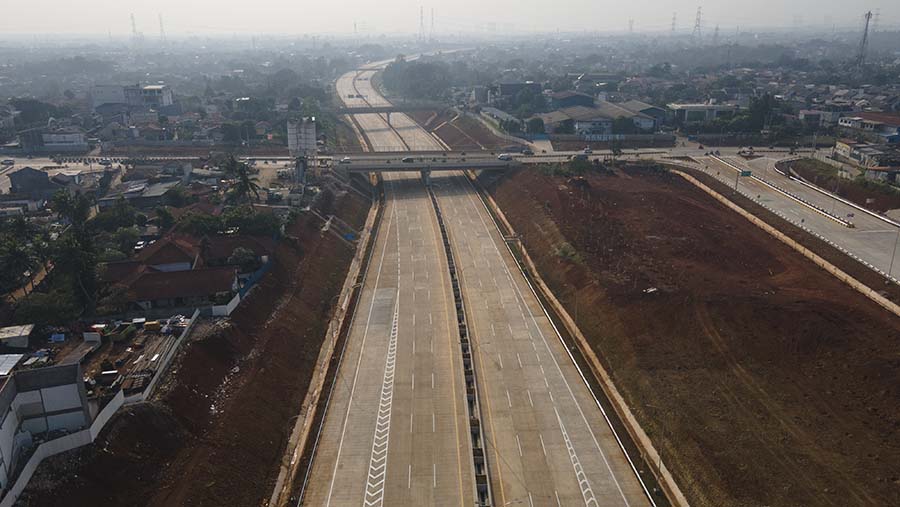 Dengan adanya Jalan Tol Cijago, pergerakan dari Bogor ke Jakarta akan semakin lancar. (Bloomberg Technoz/Andrean Kristianto)