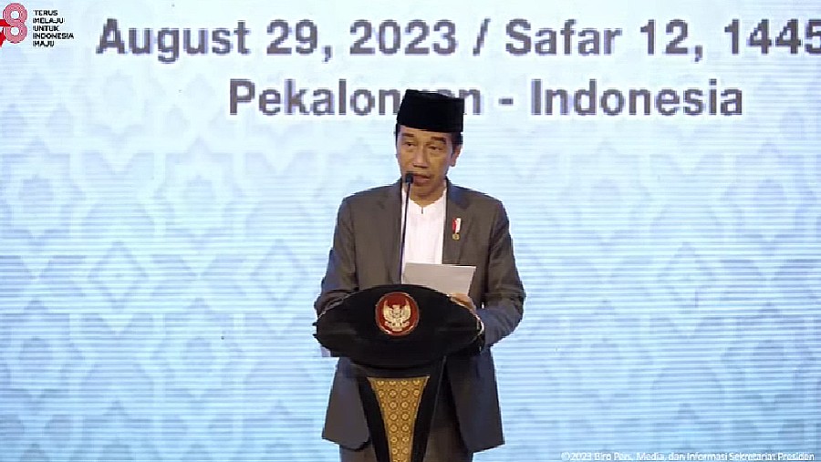 Presiden Jokowi saat membuka Muktamar Sufi Internasional 2023, Pekalongan (YouTube Sekretariat Presiden)