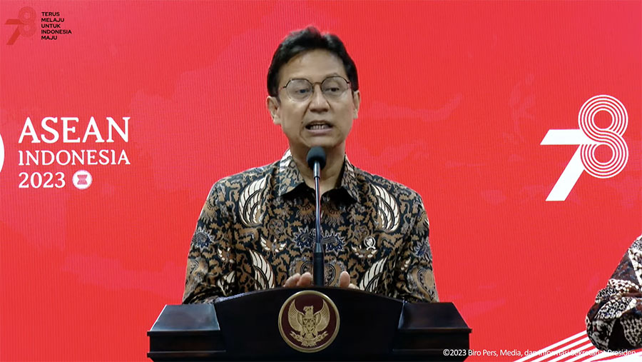 Menteri Kesahatan (Menkes) Budi Gunadi Sadikin Usai Ratas Peningkatan Kualitas Udara Jabodetabek. (Tangkapan Layar Youtube Setpres)