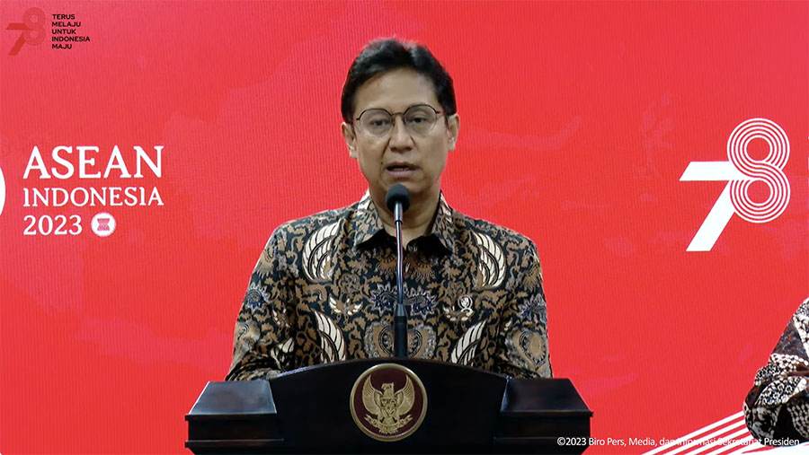 Menteri Kesahatan (Menkes) Budi Gunadi Sadikin Usai Ratas Peningkatan Kualitas Udara Jabodetabek. (Tangkapan Layar Youtube Setpres)