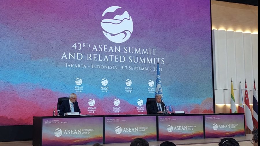 Antonio Guterres di Forum ASEAN (Pramesti Regita Cindy/Bloomberg Technoz)