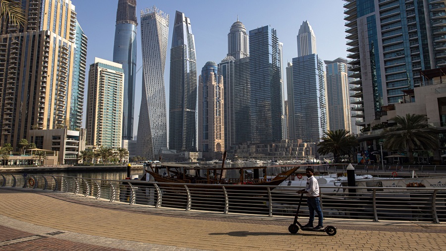 Pusat perkotaan yang dipenuhi dengan apartemen di Dubai. (Christopher Pike/Bloomberg)