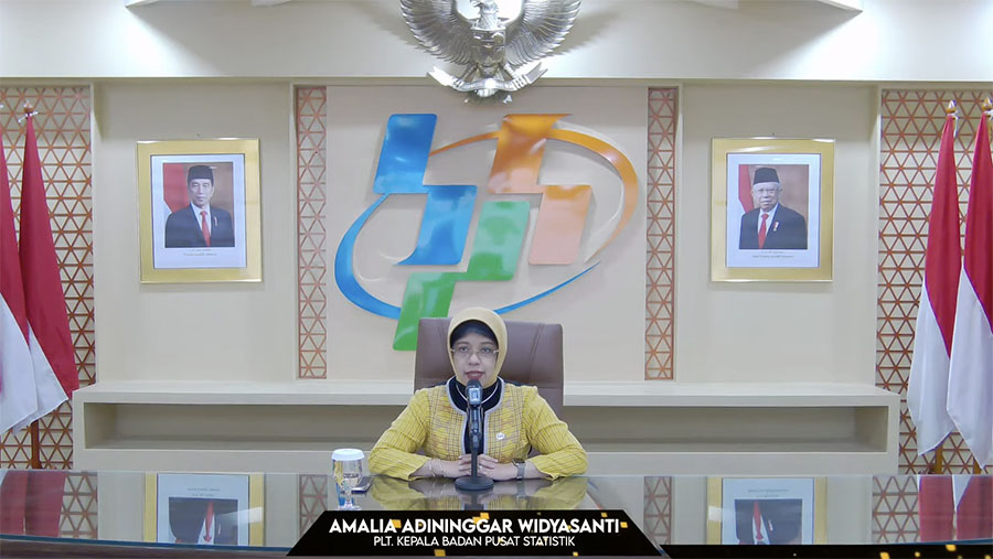 Plt. Kepala BPS, Amalia Adininggar Widyasanti Mengumumkan Perkembangan Ekspor dan Impor Indonesia Agustus 2023, Junat (15/9/2023). (Youtube BPS)