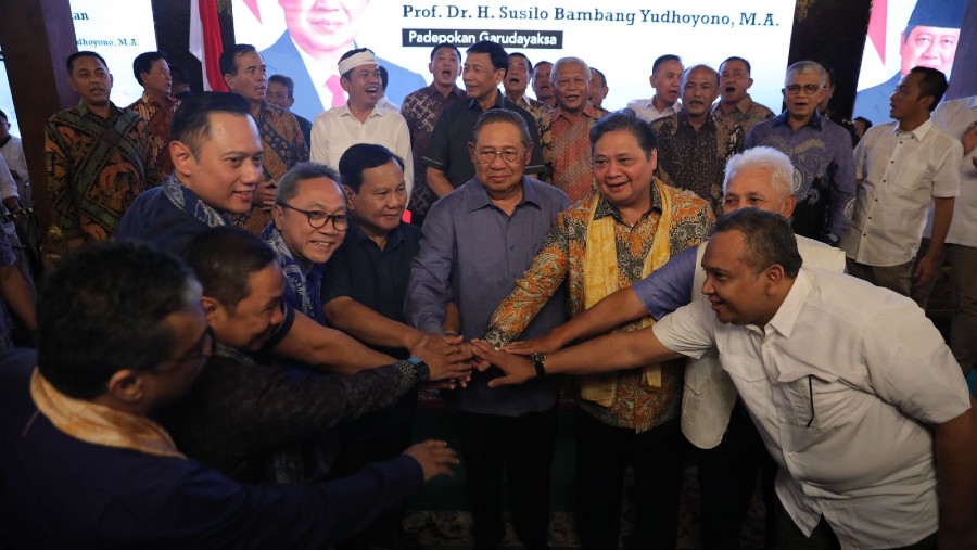 SBY dan sejumlah ketum parpol di Koalisi Indonesia Maju (DPP Partai Demokrat)