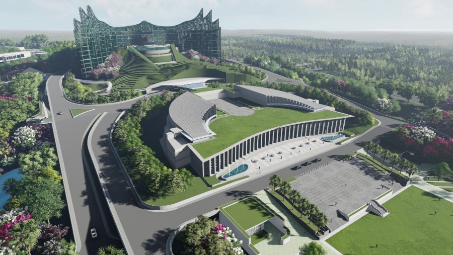 Desain rencana Kompleks Istana Kepresidenan di IKN, Kalimantan Timur. (Dok. Kementerian Pariwisata)