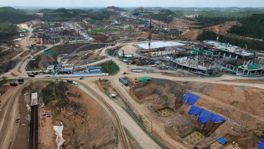 Progres pembangunan ragam fasilitas di IKN Nusantara. (Dok: Bloomberg)