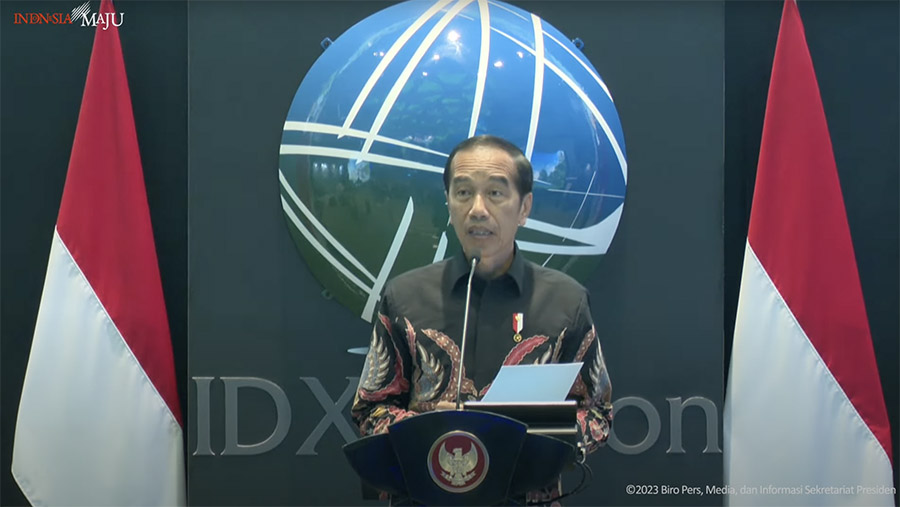 Presiden Jokowi Resmikan Peluncuran Bursa Karbon Indonesia, BEI Jakarta, 26 September 2023. (Tangkapan Layar Youtube Setpres)