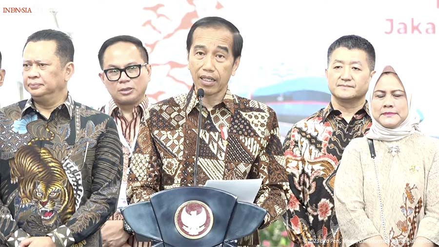 Presiden Jokowi Resmikan Kereta Cepat Jakarta-Bandung, Jakarta, 2 Oktober 2023. (Tangkapan Layar Youtube Setpres)