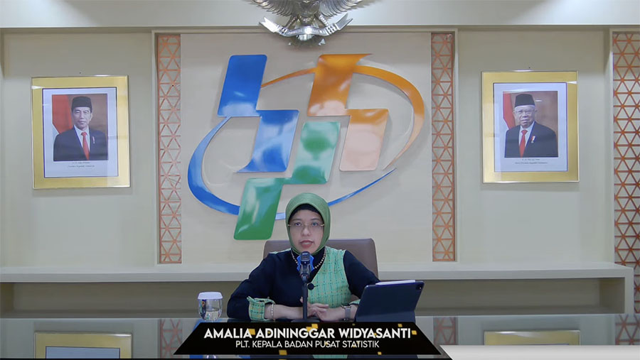 Plt. Kepala BPS, Amalia Adininggar Widyasanti saat rilis BPS, Senin (2/10/2023). (Tangkapan Layar Youtube BPS)
