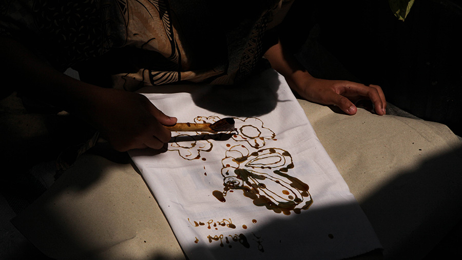 Tempat produksi batik Betawi ini sudah didirikan sejak 2012. (Bloomberg Technoz/Andrean Kristianto)