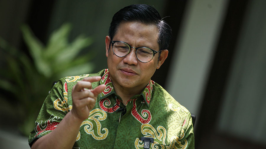 Ketua PKB sekaligus bakal cawapres Koalisi Perubahan, Muhaimin Iskandar atau Cak Imin. (Bloomberg Technoz/Andrean Kristianto)