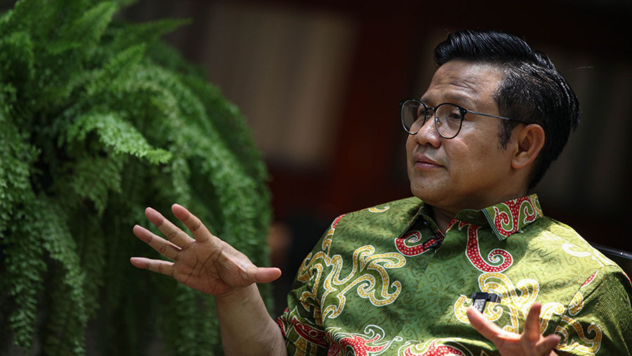 Ketua PKB sekaligus bakal cawapres Koalisi Perubahan, Muhaimin Iskandar atau Cak Imin. (Bloomberg Technoz/Andrean Kristianto)