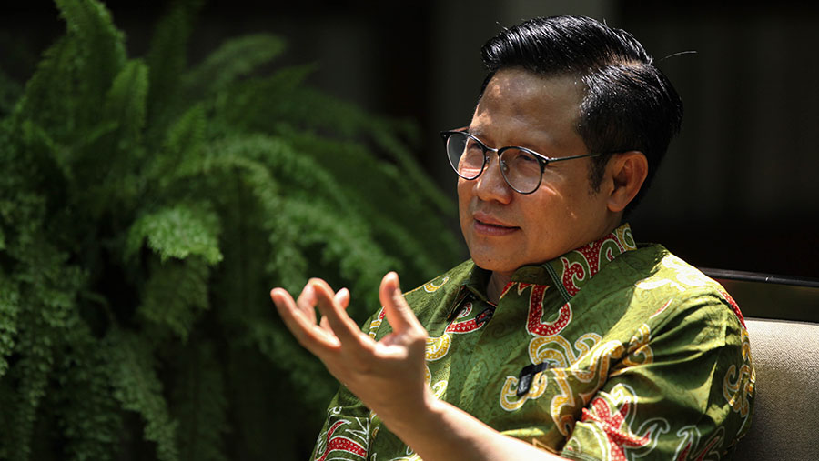 Ketua PKB sekaligus bakal cawapres Koalisi Perubahan, Muhaimin Iskandar atau Cak Imin. (Bloomberg Technoz/Andrean Kristianto)