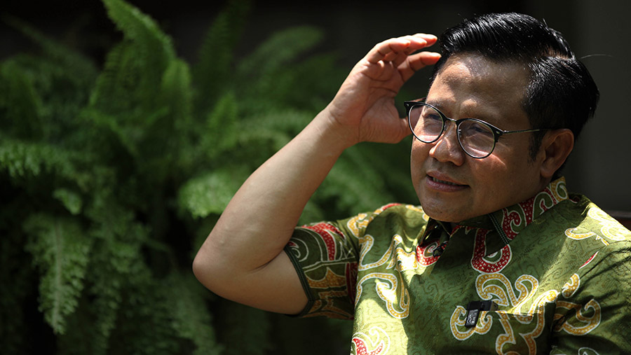 Ketua PKB sekaligus bakal cawapres Koalisi Perubahan, Muhaimin Iskandar atau Cak Imin. (Bloomberg Technoz/Andrean Kristianto)