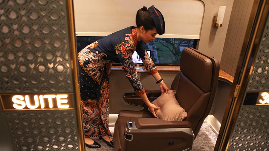 PT KAI resmi merilis tarif perjalanan kereta api Suite Class Compartment untuk relasi Jakarta-Surabaya. (Bloomberg Technoz/Andrean Kristianto)