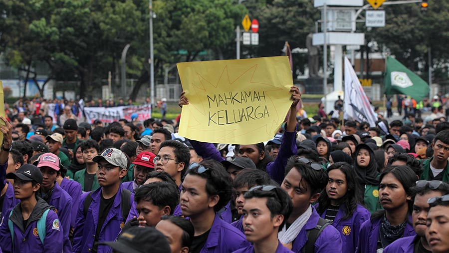 Polisi menyiapkan 1.611 personel untuk mengamankan demo tersebut. (Bloomberg Technoz/Andrean Kristianto)