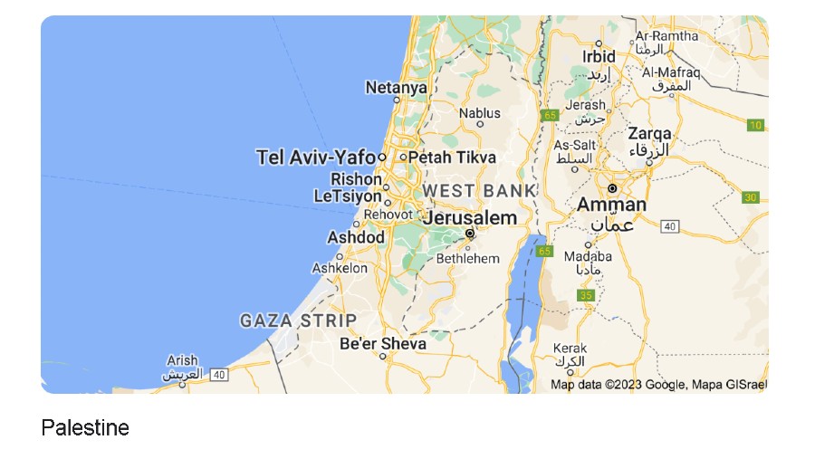 Peta Palestina Israel di Google Maps. (Tangkapan Layar)